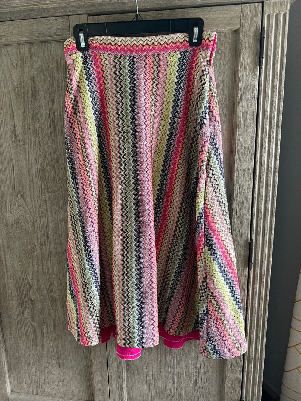Maeve by Anthropologie Multi-Color Zigzag Knit A-Line Skirt - Pink Accent